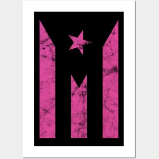 Puerto Rico Black Flag Pink Boricua Strong Puerto Rican Girl Posters and Art